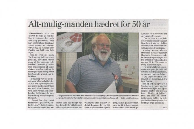 Artikel om langt ansættelse i Vordingborg Køkkenet