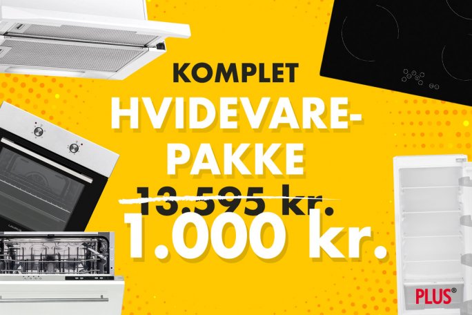 Få komplet hvidevarepakke til 1000 kr.