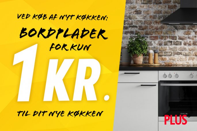 Få bordplader til 1 kr. til dit nye køkken