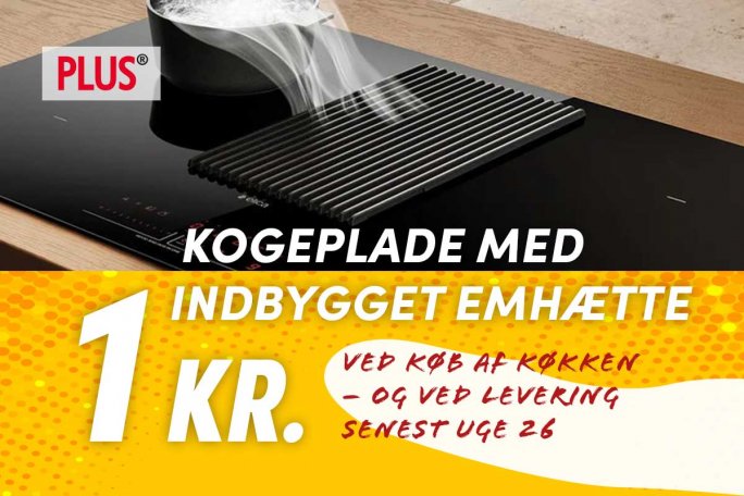 får kogeplade med indbygget emhætte til 1 kr.