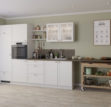 Charmerende, miljørigtigt køkken med udskæringer